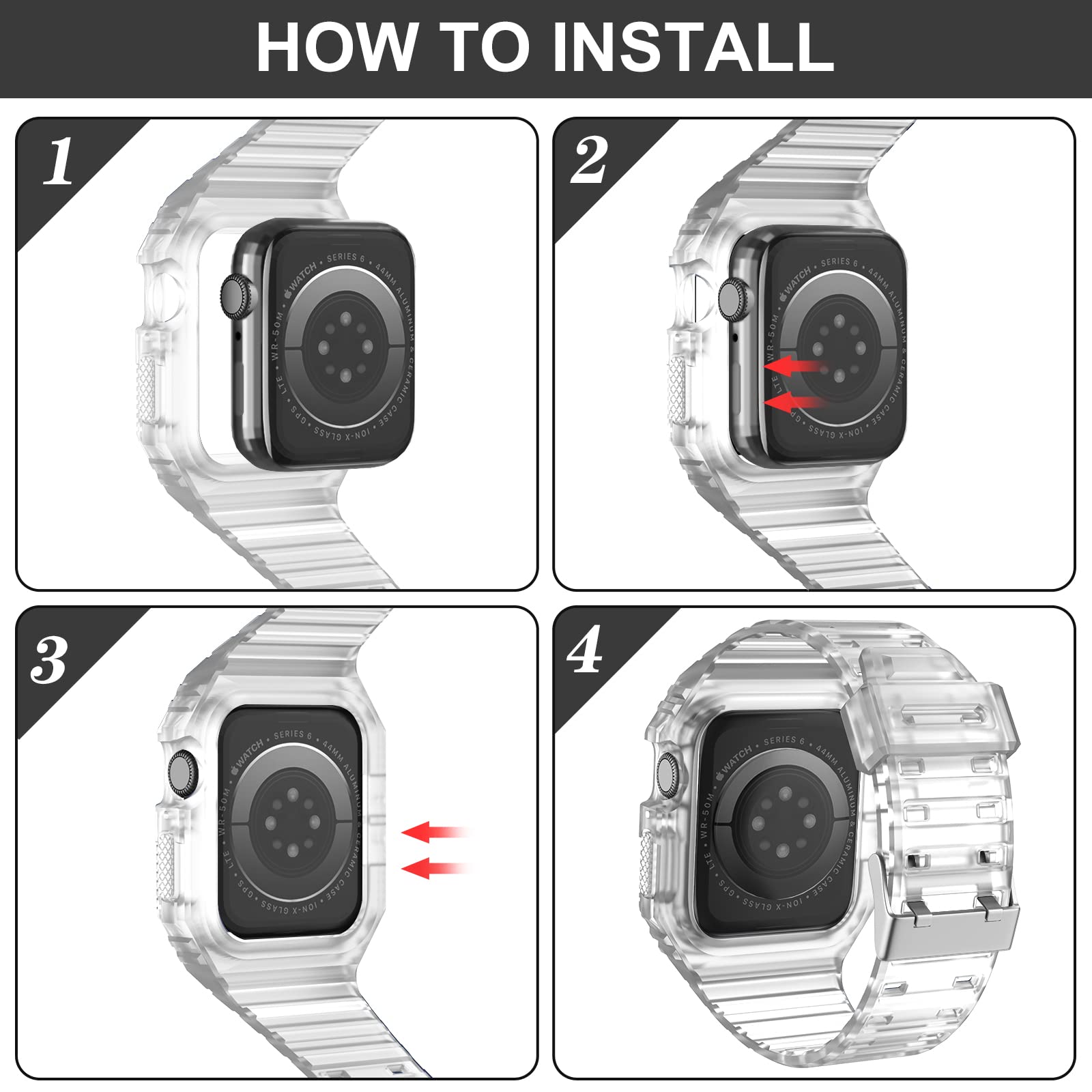 Durable Apple Watch Bands Compatible with Series 7/6/5/4/SE/3/2/1 (38mm 40mm 42mm 44mm) - Rugged TPU Sport Strap with Protective Bumper Case for Men & Women - Perfect for Workouts, Running & Outdoor Activities