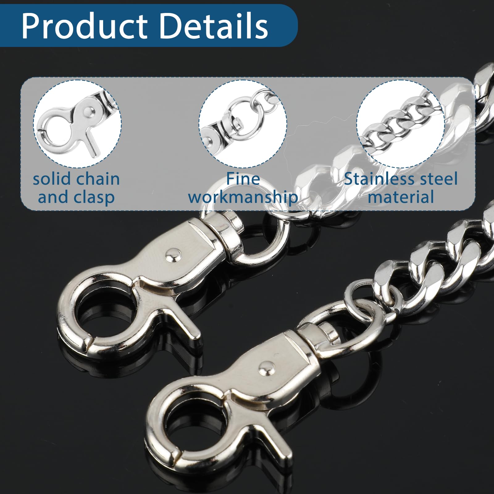 Heavy Duty Silver Wallet Chain for Men & Women - Punk Hip Hop Goth Accessories - Metal Keychain & Pants Chain for Jeans, Keys & Style    (Perfect for Punk Fashion, Hip Hop Outfits, Gothic Style, and Everyday Streetwear Accessories)