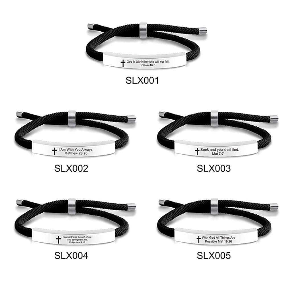 ZKXXJ Adjustable Bible Verse Bracelet - Stainless Steel Faith Jewelry for Baptism & Communion Gifts