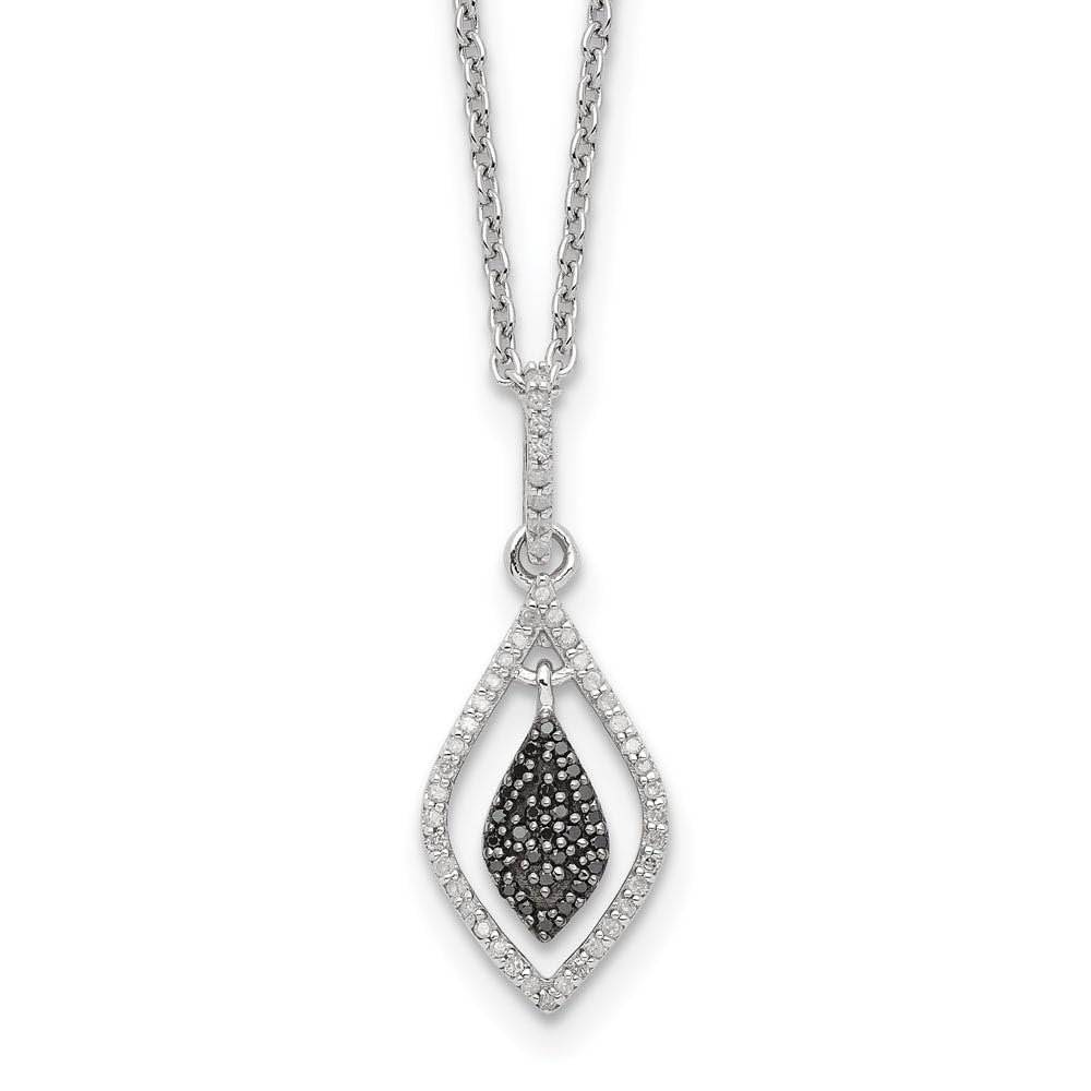 Black & White Diamond Marquise Necklace - Sterling Silver for Elegant Occasions