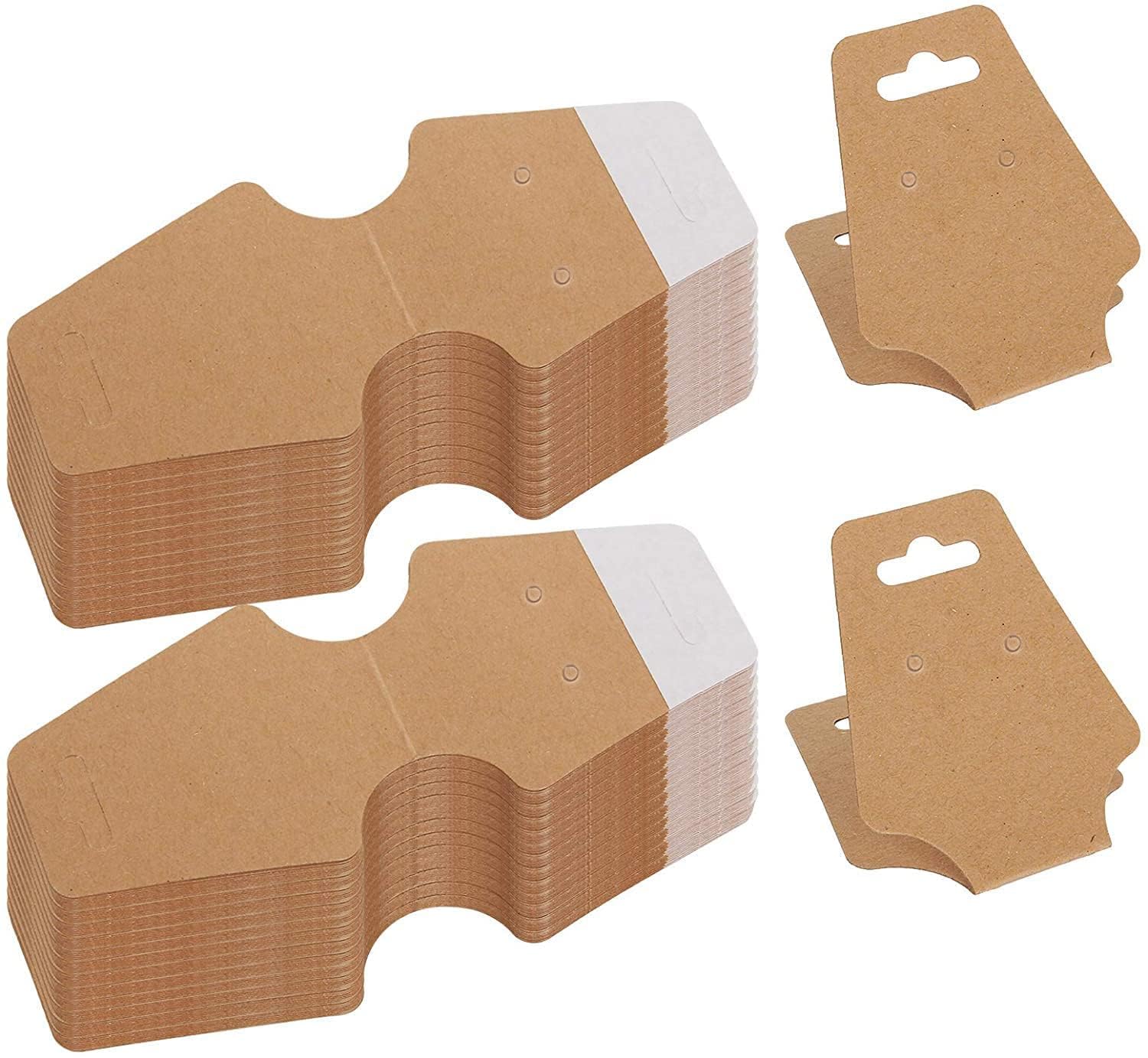 200 Pcs Kraft Paper Necklace Display Cards with Adhesive - Thick Jewelry Display Cards for Bracelets & Keychains - Perfect for Retail Stores, Craft Shows & Online Jewelry Businesses