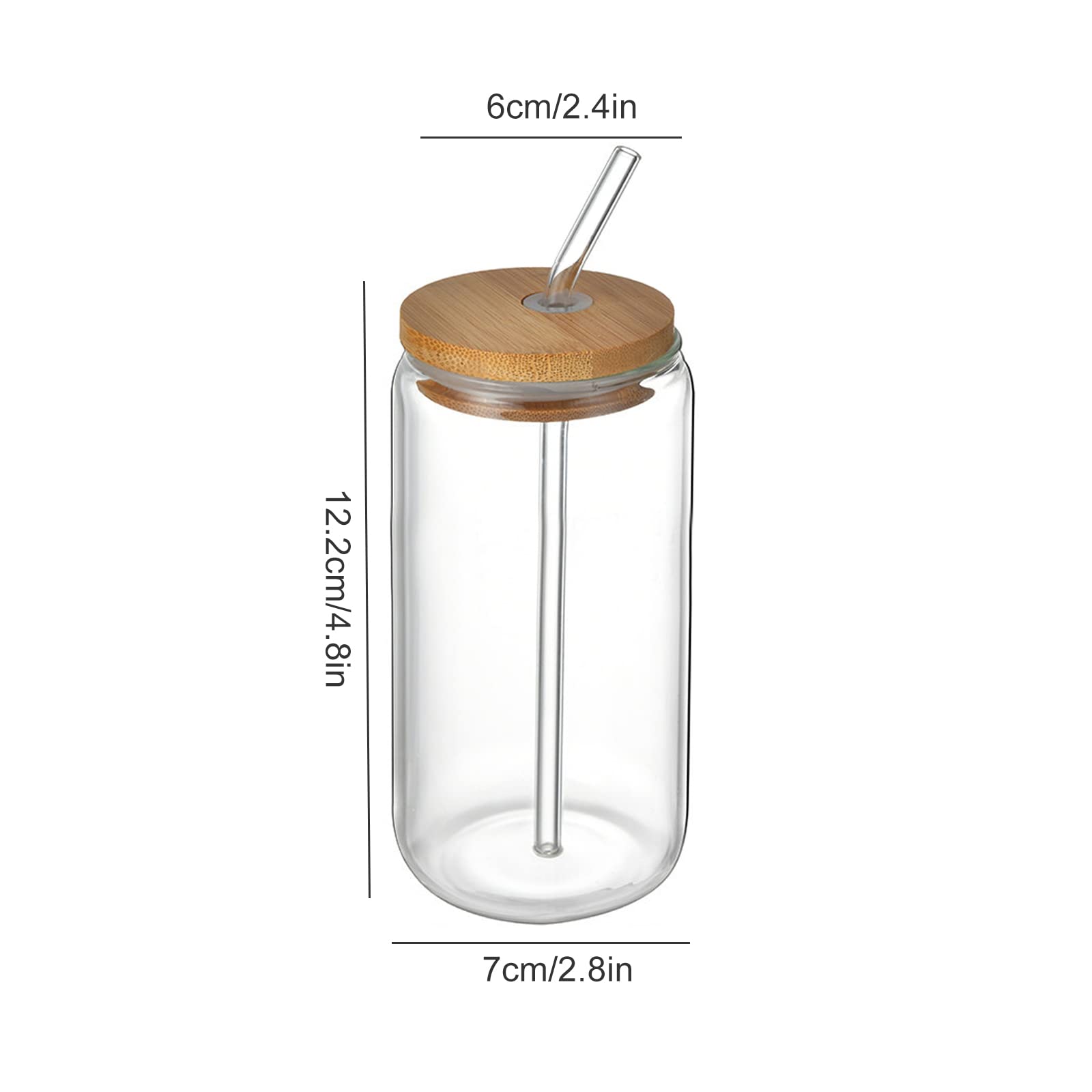 XHONG 2 Pack Beer Can Shaped Glasses with Bamboo Lids & Glass Straws - 16oz Clear Tumbler Cups for Iced Coffee, Juice, Soda, Cocktails & Cold Drinks - Perfect for Home Bars, Parties & Outdoor Gatherings