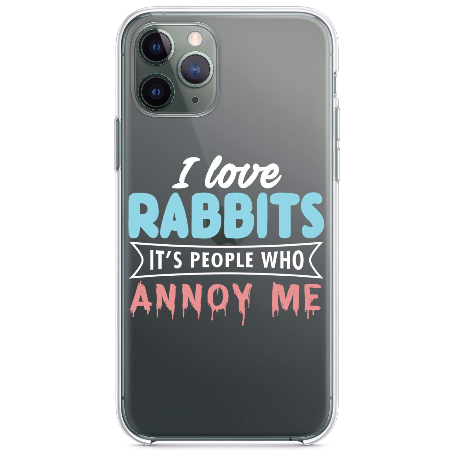 Shockproof Clear Hybrid Case for iPhone 11 (6.1 Inch) - TPU Bumper & Acrylic Back with Tempered Glass Screen Protector - Cute Love Rabbits Design - Perfect for Everyday Protection & Style