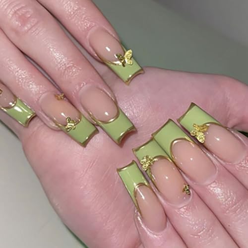 Green with 3D Gold Butterfly A01