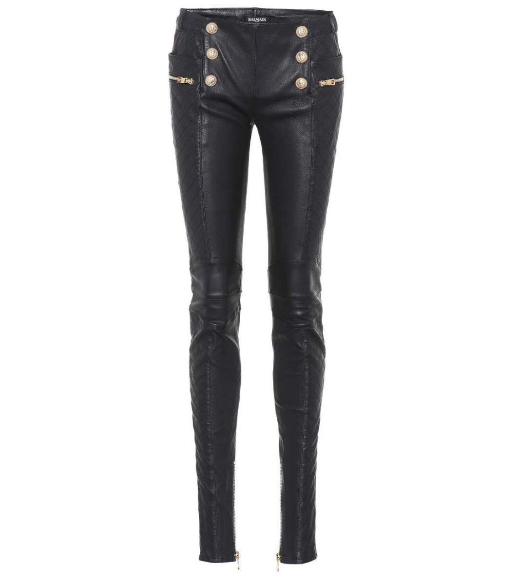 BrandMe Women's Genuine Lambskin Leather Pants - Skinny Slim Fit High Waist Faux Leather Trousers for Women | Perfect for Office, Night Out & Casual Wear