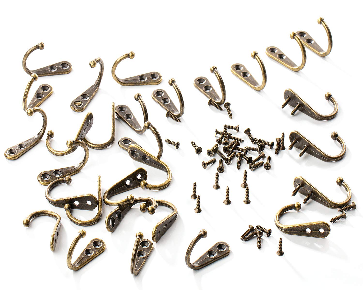 30 Pack Heavy Duty Wall Mounted Coat Hooks - Rustic Bronze Robe Hangers with 60 Screws for Bathroom, Kitchen, Garage & Entryway - Durable Clothes Hooks for Jackets, Hats, Bags & Towels Organization