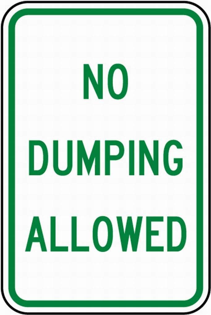 No Dumping Allowed Sign - 8x12 Inch Metal Warning Sign for Safety & Caution - Durable Tin Street Sign for Construction Sites, Public Areas & Private Property