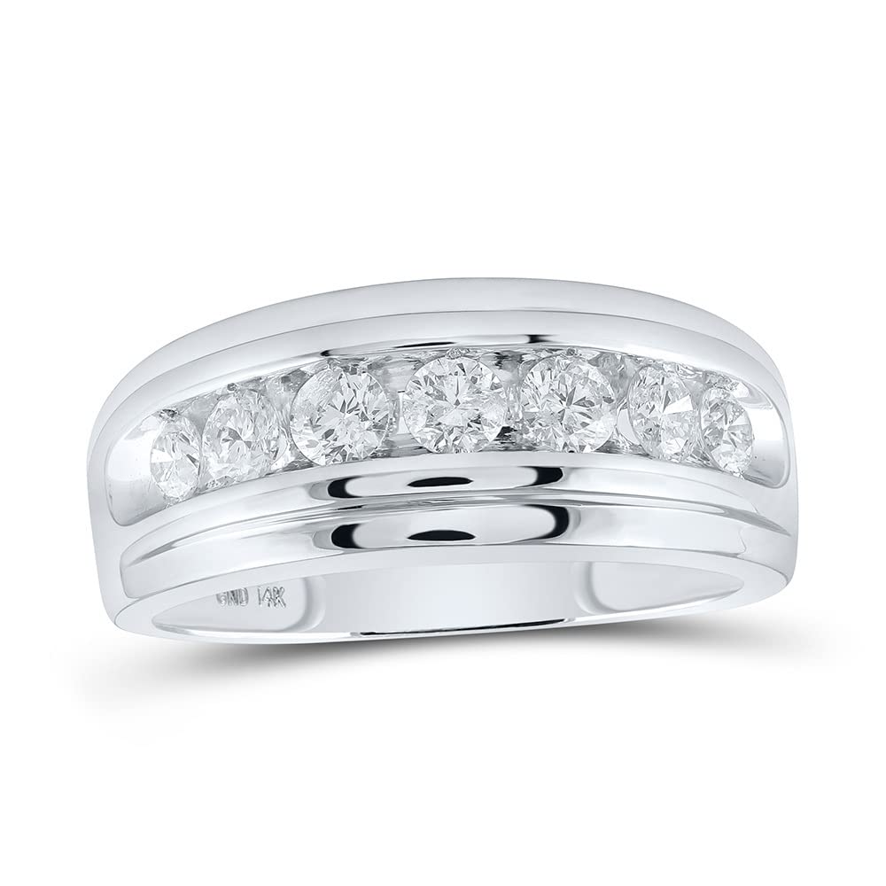 14K White Gold Men's Round Diamond Wedding Band Ring - 1 CTTW Channel Set - Perfect for Engagement, Anniversary & Special Occasions