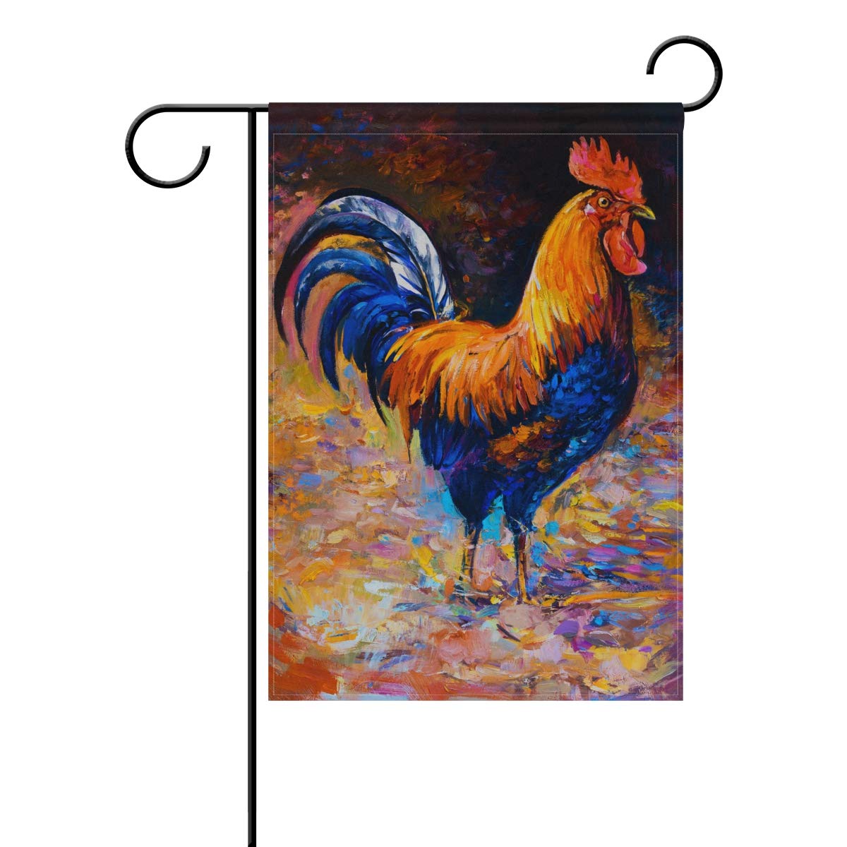 MOYYO Modern Art Oil Painting Rooster Garden Flag - 12 x 18 Inch Double Sided Yard Flag for Outdoor Decor, Patio, Lawn & Home Welcome Decoration | Perfect for Spring, Summer & Holiday Seasonal Displays