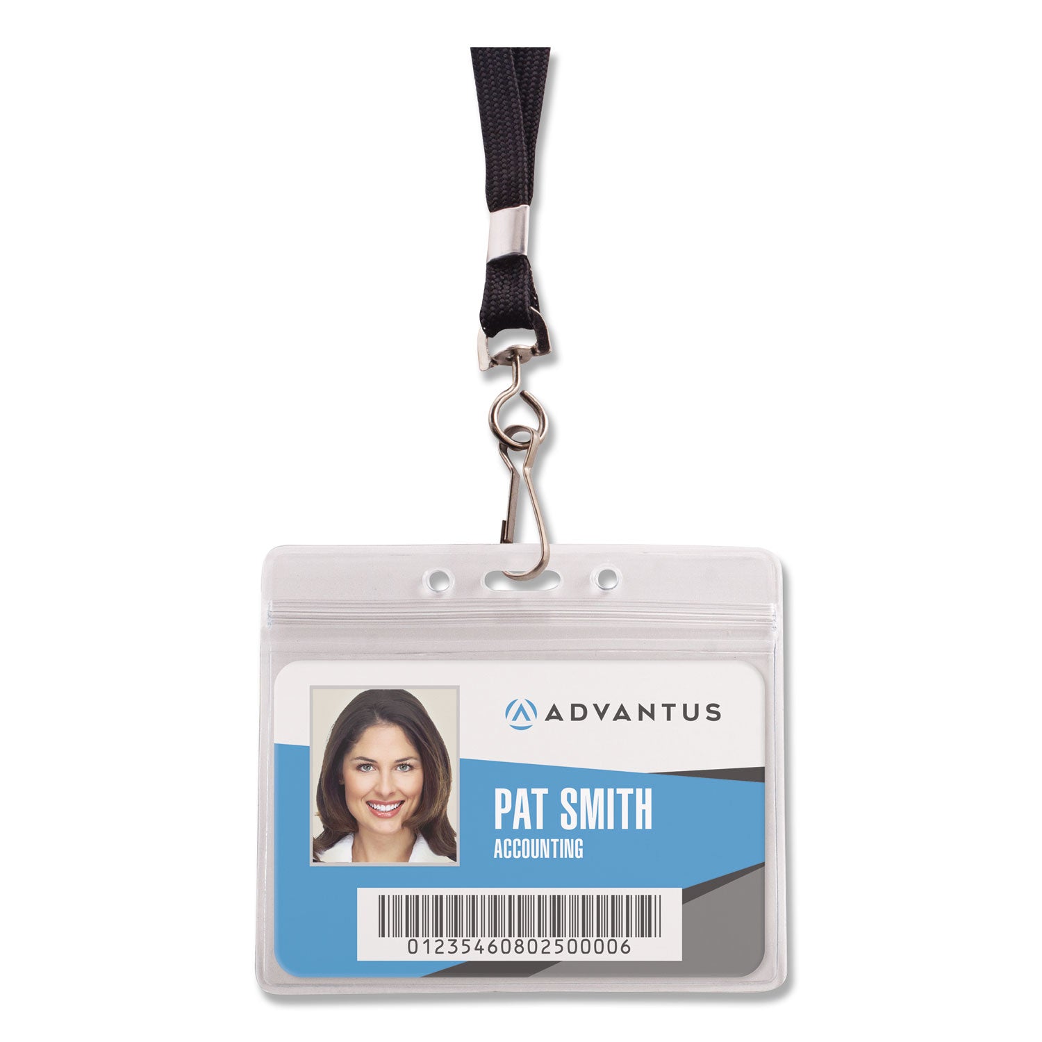 Advantus Resealable Badge Holders Combo Pack - 36 Lanyards, 20 Horizontal Frosted Plastic Card Holders (4.13