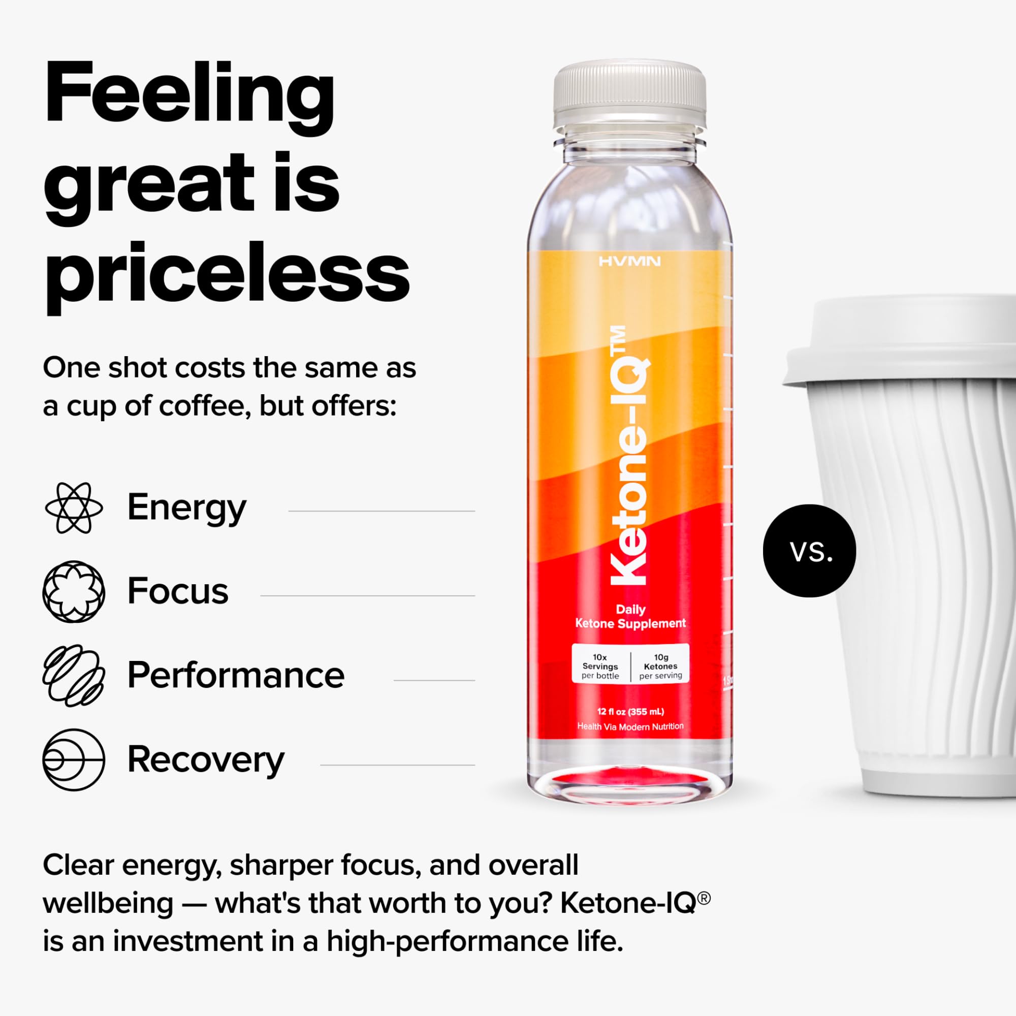 Exogenous Ketone Drink with No Caffeine - 1 Month Supply of Sugar-Free, Salt-Free, All Natural Energy Boost (10g Bioidentical Ketones per Serving) | Perfect for Keto Diet, Weight Management & Pre-Workout Energy