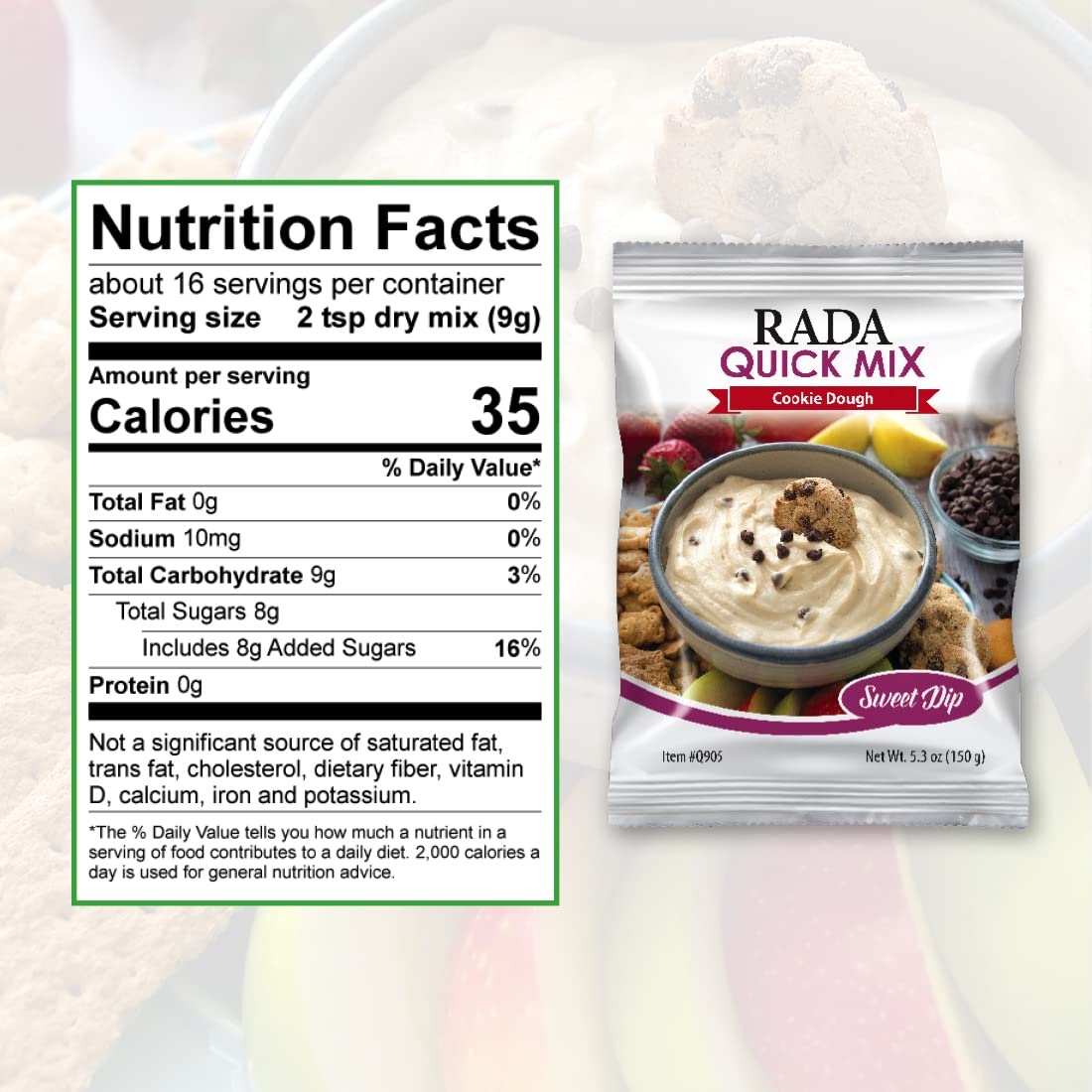 Rada Cookie Dough Sweet Dip Mix - 3 Pack | Delicious Dessert Dip for Parties, Snacks & Family Gatherings | Perfect with Fruits, Crackers & Cookies