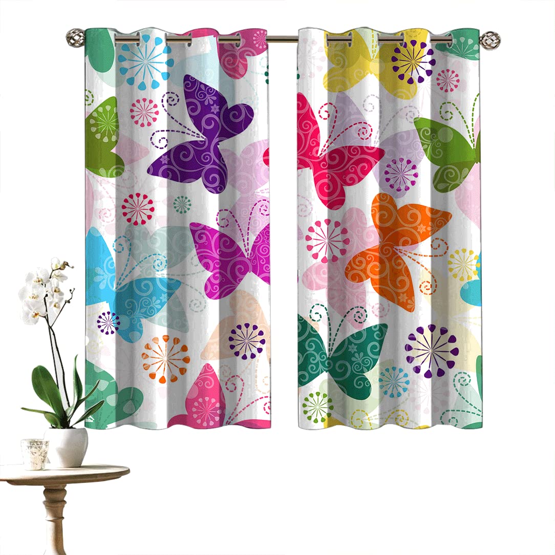 Printed Blackout Curtains for Bedroom & Living Room - Grommet Window Drapes 55x63 Inch, Thermal Insulated Room Darkening Curtains - Perfect for Home Decor, Privacy & Light Control
