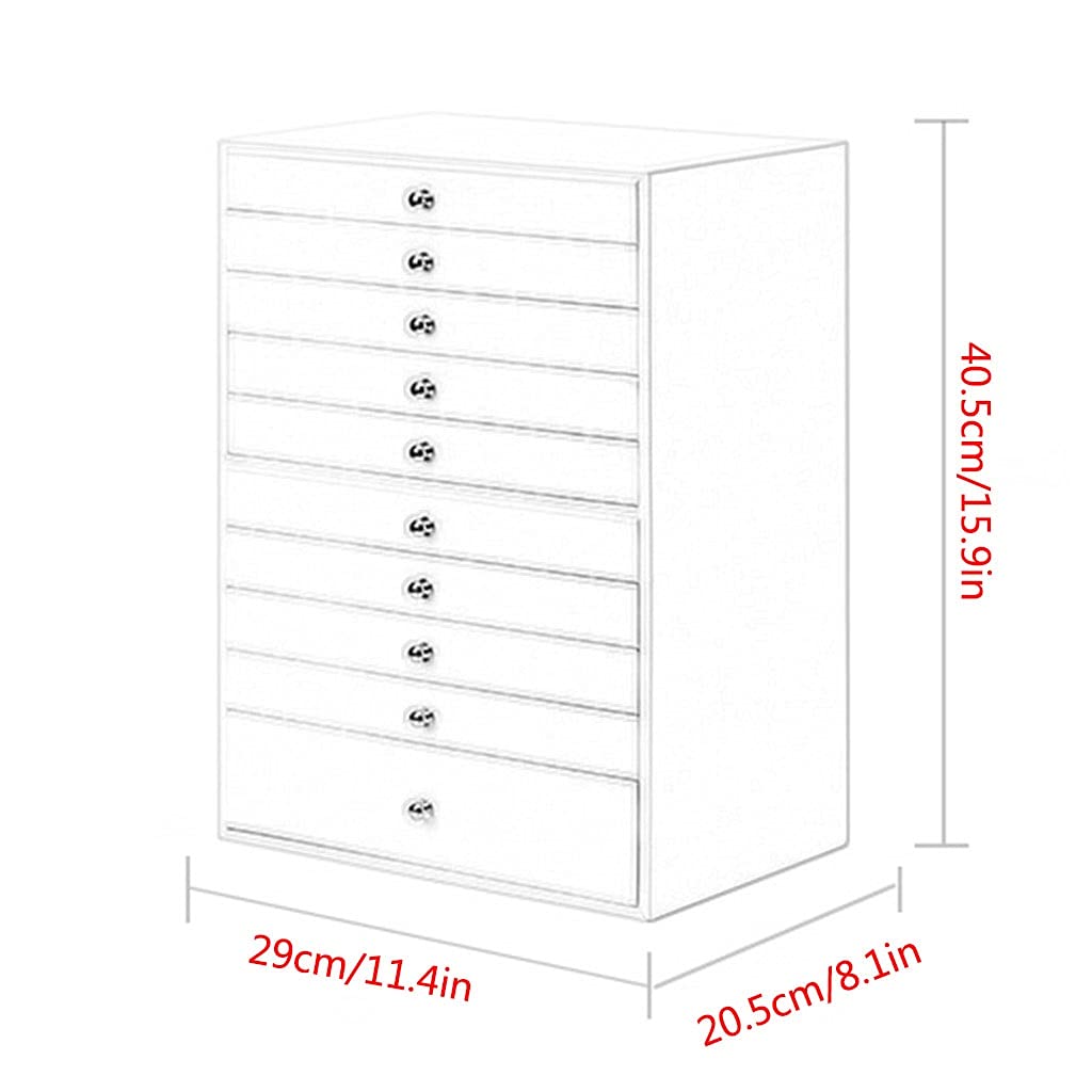 Luxury 10-Layer Jewelry Organizer Box - Large Capacity Jewelry Storage Cabinet for Necklaces, Rings & Earrings - Perfect Gift for Women (White, 29×20.5×40.5cm) - Ideal for Bedroom Vanity, Closet Organization & Travel Jewelry Case