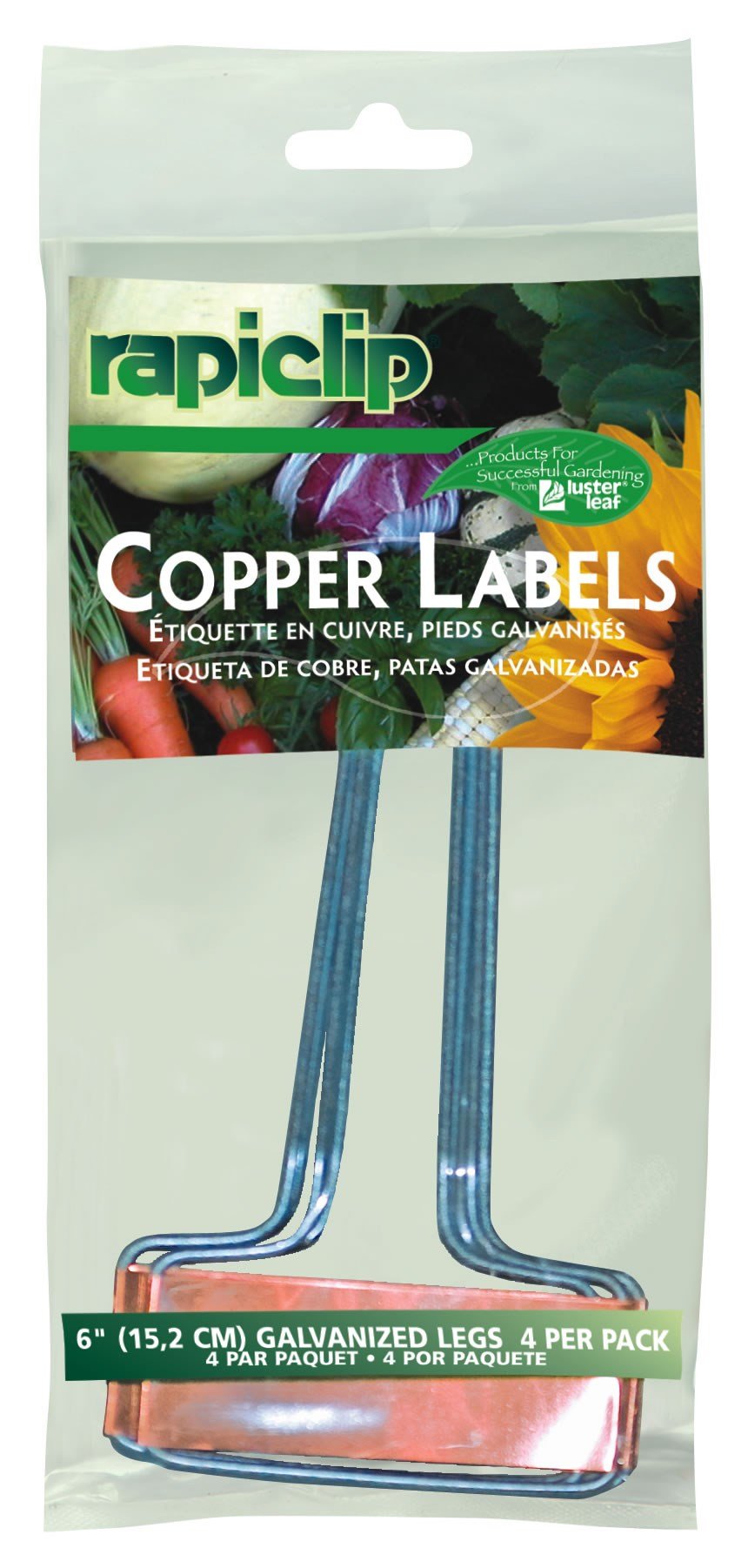 Luster Leaf 861 4 Pack Copper Rapiclip® Plant Labels - Durable Metal Garden Markers for Herbs, Vegetables & Seedlings | Perfect for Outdoor Gardening & Indoor Plant Identification