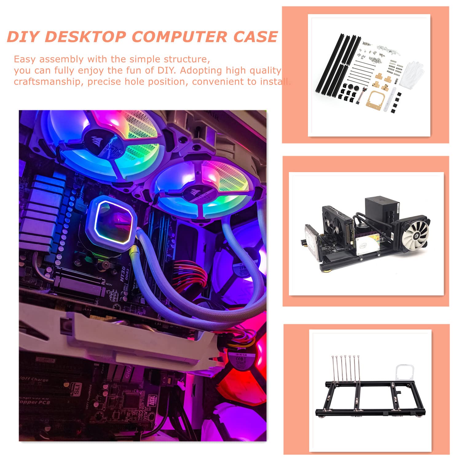 143 Open Frame Aluminum Alloy ATX PC Case - Lightweight Computer Chassis for DIY Builds & Overclocking Test Bench | Excellent Heat Dissipation | Perfect for Gaming Rigs, Workstations & PC Modding (Black)