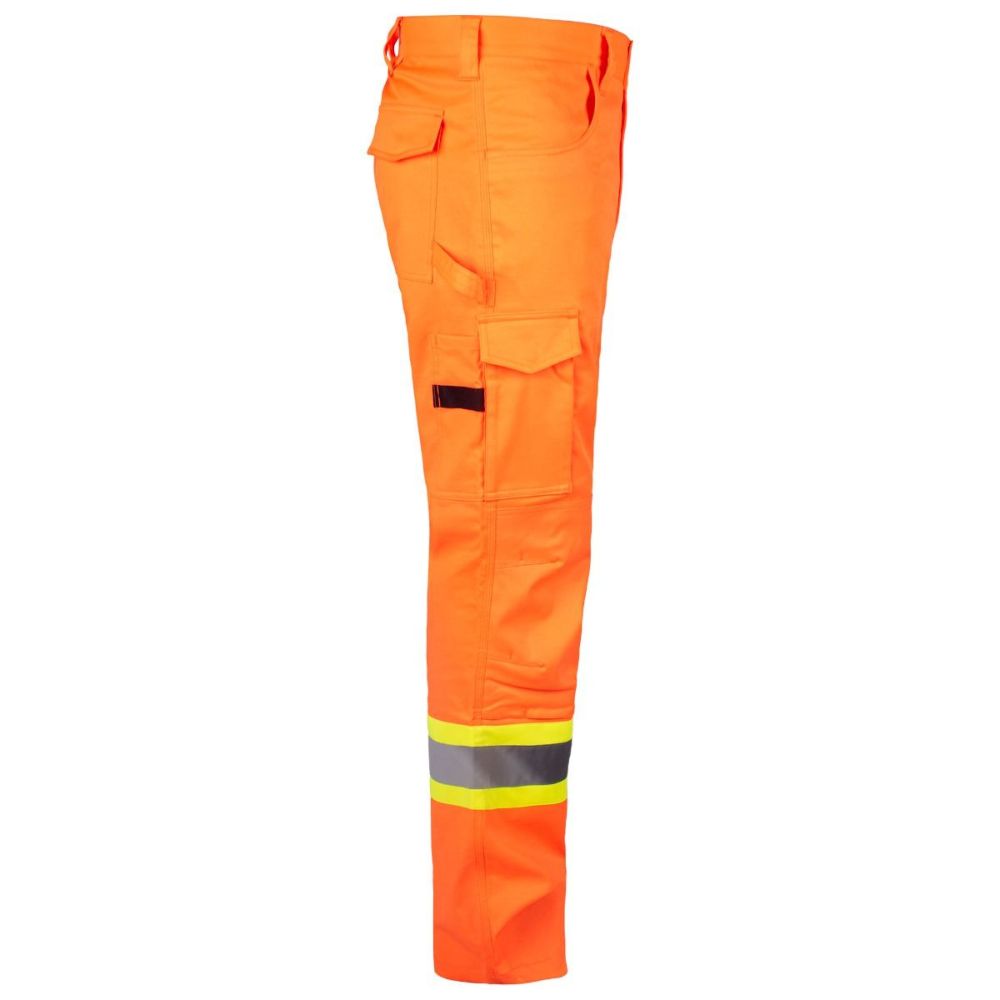 Terra Men's High Visibility Cargo Work Pants with Knee Pad Pockets - Reflective Orange (116618) | Durable Construction for Construction Workers, Utility Workers & Outdoor Laborers