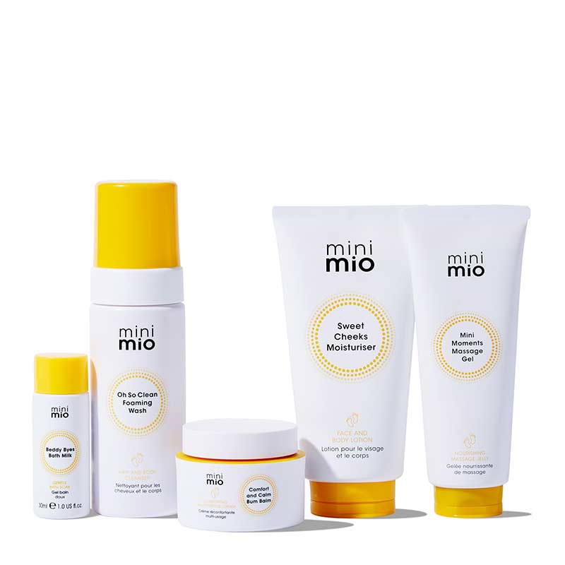 Mama Mio Mini Mio Bundle of Joy Skincare Essentials Gift Set for Pregnancy & New Moms - Organic Stretch Mark Cream, Belly Butter & Body Oil - Perfect Baby Shower Gift & Postpartum Care