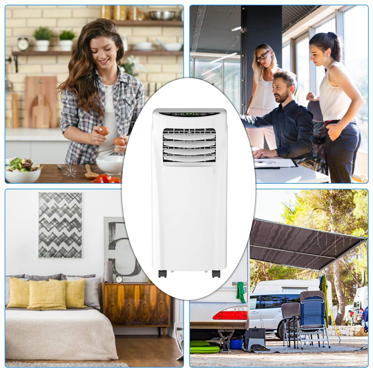3-IN-1 Portable Air Conditioner 8000 BTU - Cooling Floor AC Unit with Dehumidifier & Remote Control - Includes Window Mount Kit - Perfect for Office, Dorm Room, Bedroom & Small Spaces - Stay Cool All Summer