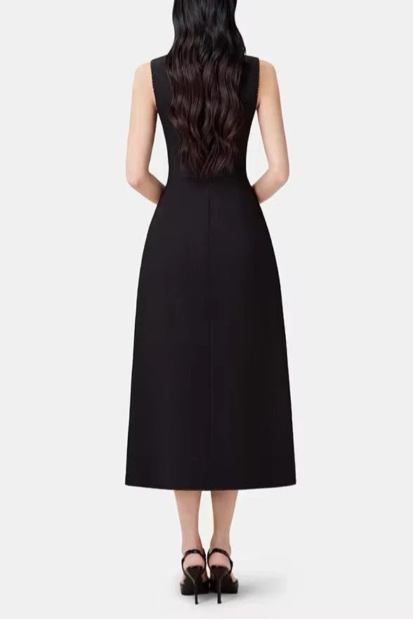 Asymmetric Collar Blazer Midi Dress in Black - Elegant Office Wear & Evening Cocktail Dress for Women