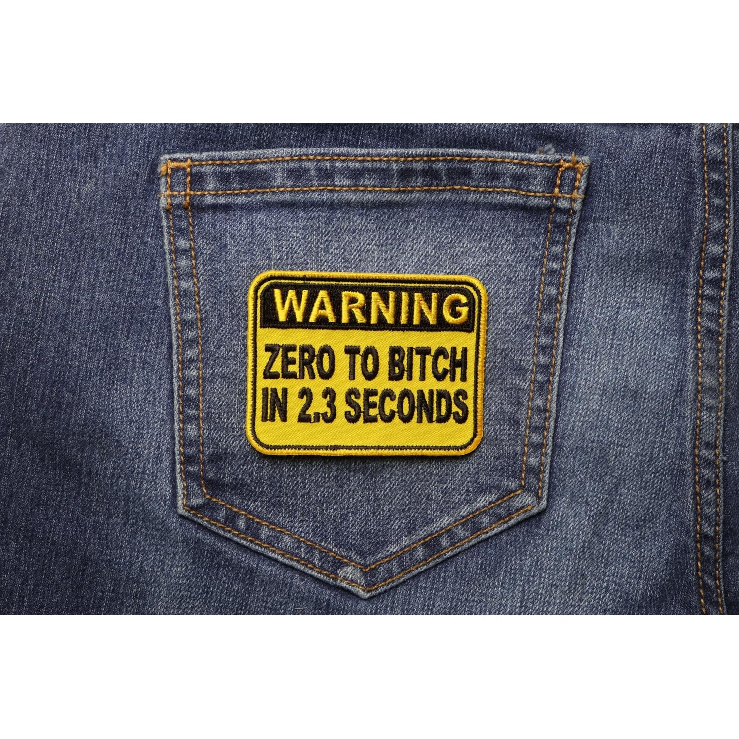 Funny Warning Zero to Bitch in 2 Seconds Iron On Patch for Jackets, Hats & Backpacks - Humorous Sew On Badge for Adults - Perfect for DIY Crafts, Denim Jeans & Punk Style Accessories
