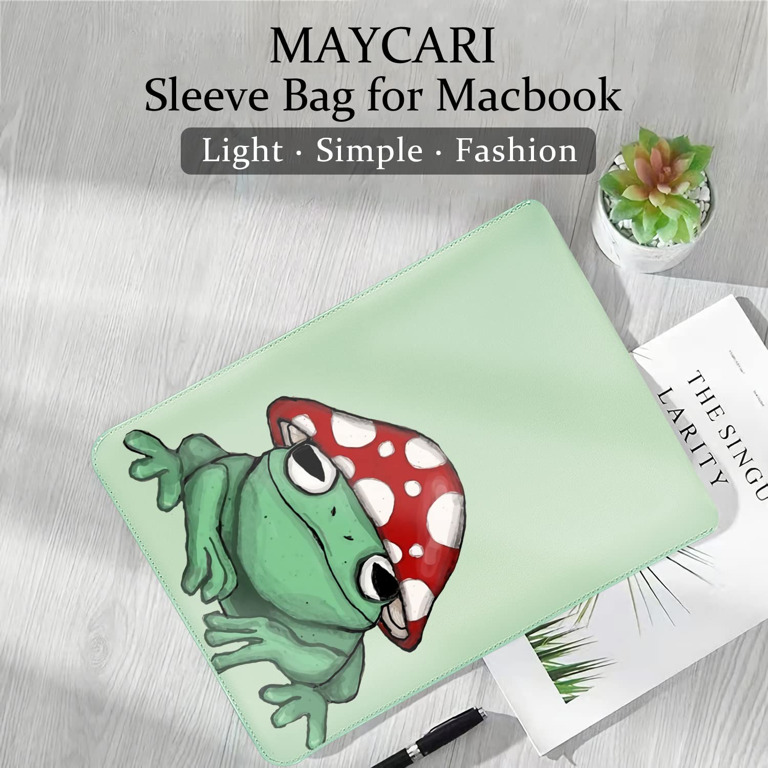 MAYCARI 15.6-16 Inch Cute Cartoon Frog Laptop Sleeve Case Bag - Protective Cover for MacBook Pro 16