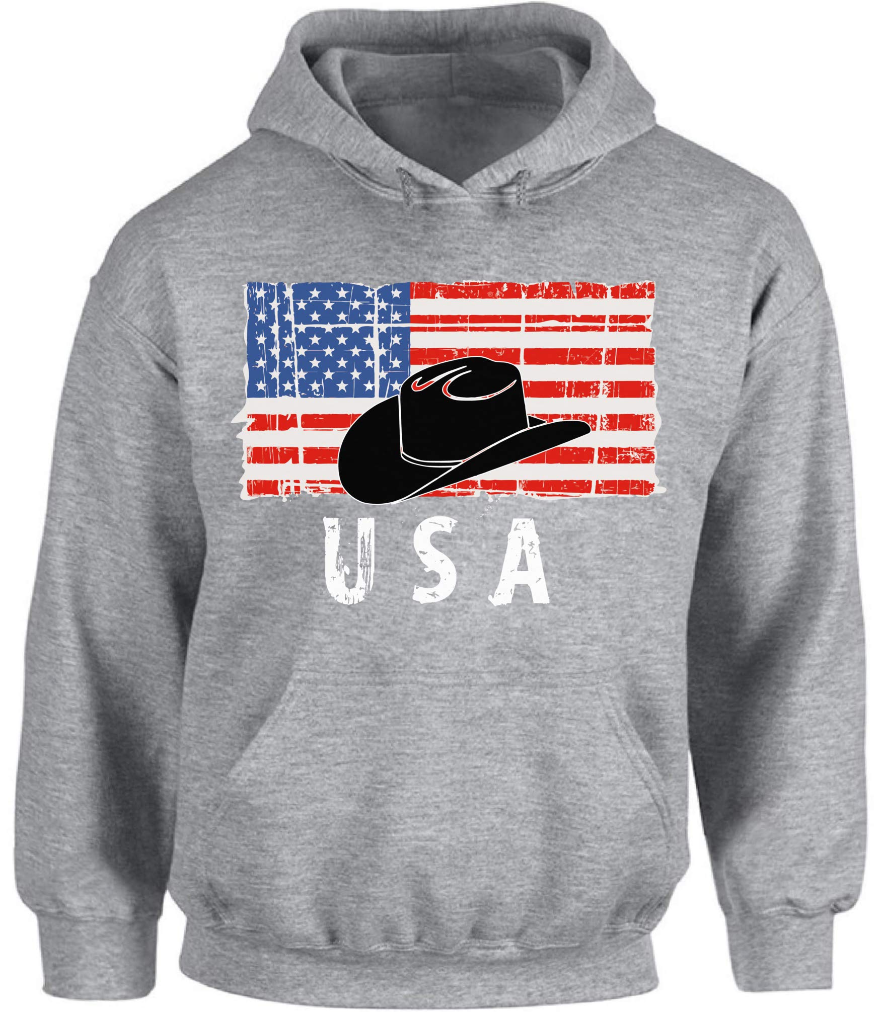 Stylish Cowboy Hat Print Hoodie for Men & Women - Trendy Western Sweatshirt with USA Flag Design | Perfect for Rodeos, Country Concerts & Casual Wear