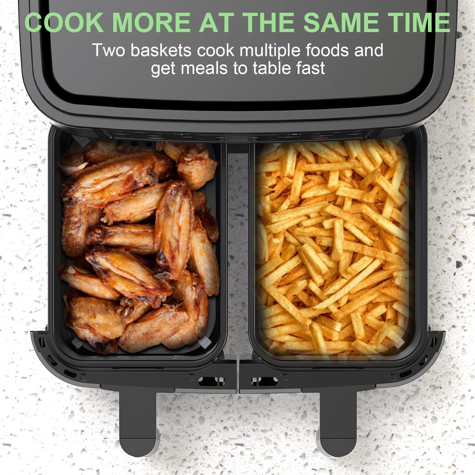 EUARY 9L Large Dual Basket Air Fryer for Family - 8-in-1 Compact Oven with Smart Finish, Oil-Free Cooking, Digital Timer & Temperature Control, Nonstick 2600W - Perfect for Healthy Meals, Snacks & Family Gatherings