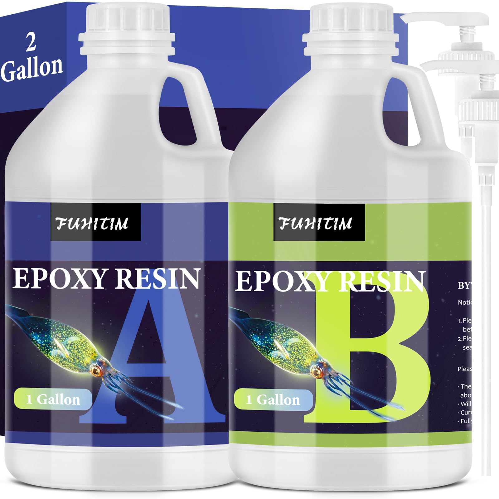 2 Gallon Crystal Clear Epoxy Resin Kit - Self-Leveling High-Gloss Non-Yellowing Casting Resin for Crafts, Woodworking, and DIY Projects - Perfect for River Tables, Countertops, Jewelry Making, and Art Resin Creations