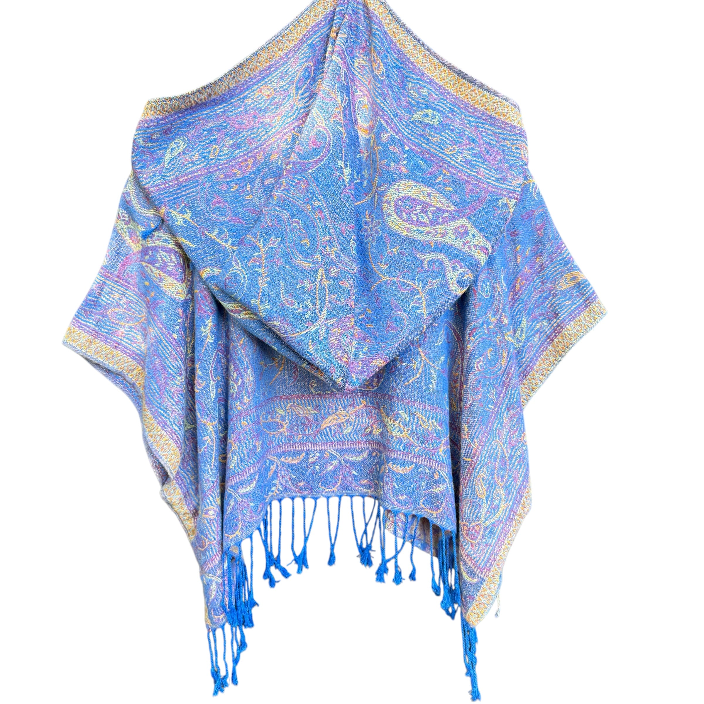 Royal Blue Pashmina Hooded Crop Top for Women - Soft & Stylish Winter Fashion - Perfect for Casual Outings, Layering & Cold Weather