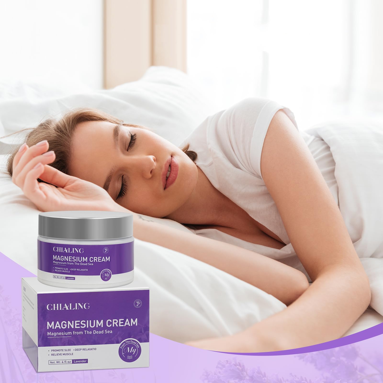 Natural Dead Sea Magnesium Cream & Lotion - USA Made Lavender Magnesium Body Cream (4 oz) for Muscle Relaxation, Sleep Aid & Skin Hydration - Day & Night Use for Athletes & Stress Relief