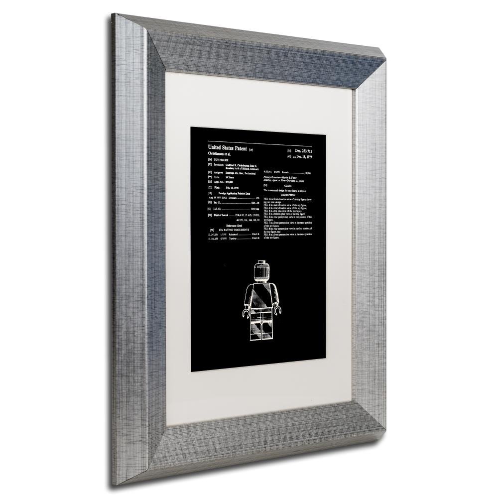 Trademark Fine Art LEGO Man Patent 1979 Black Wall Art Print - 11x14 Inch Framed Poster for Home Office & Game Room Decor