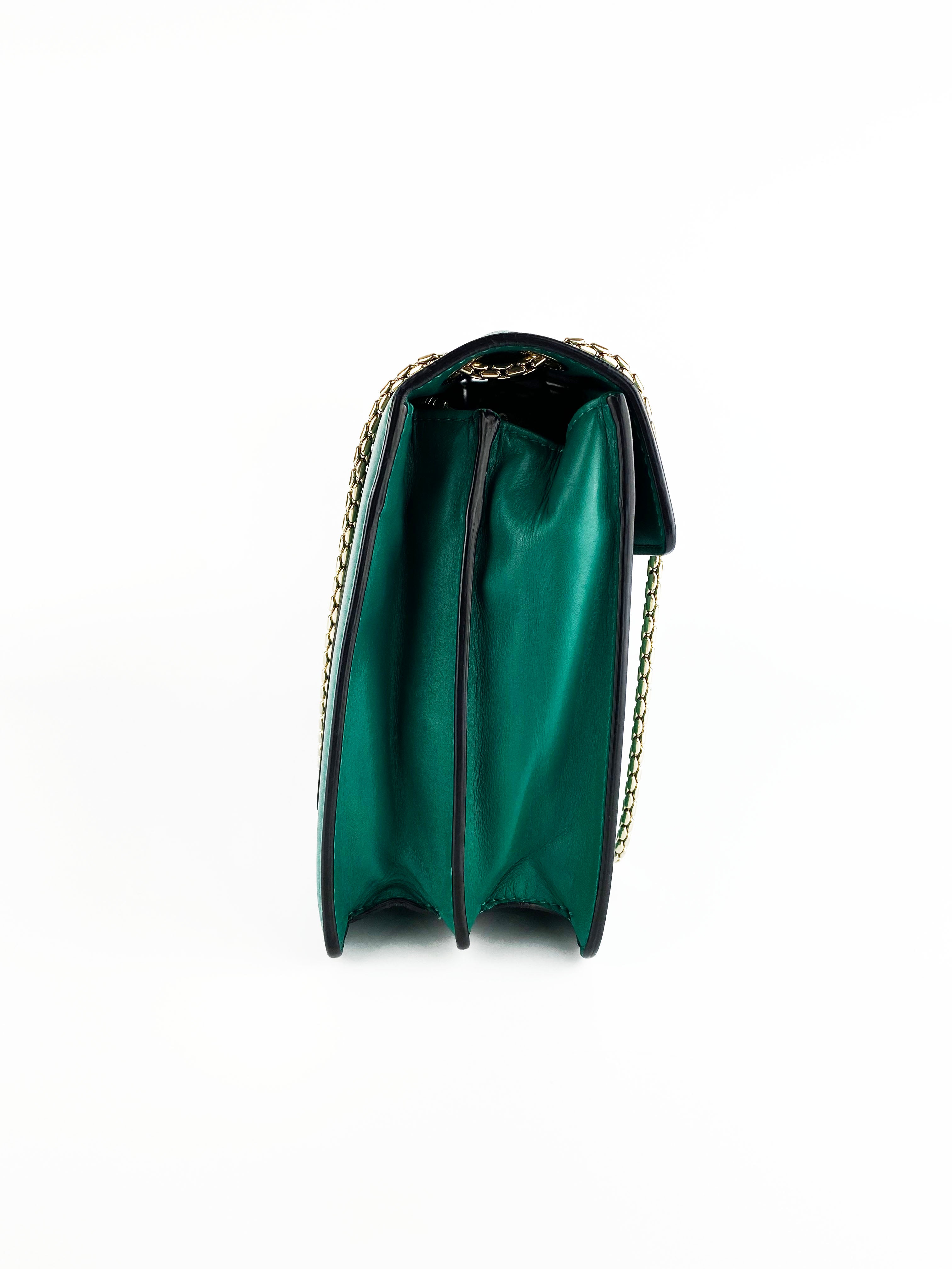 Bvlgari Serpenti Forever Green Leather Shoulder Bag - Luxury Designer Handbag for Women, Perfect for Parties, Weddings & Evening Events
