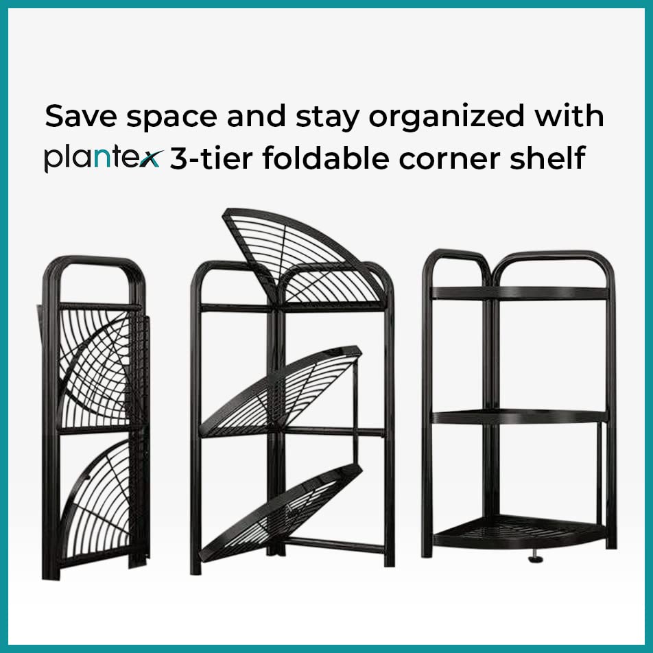 3-Tier Metal Kitchen Shelf Organizer with PVC Pads - Space Saving Storage Rack for Corner