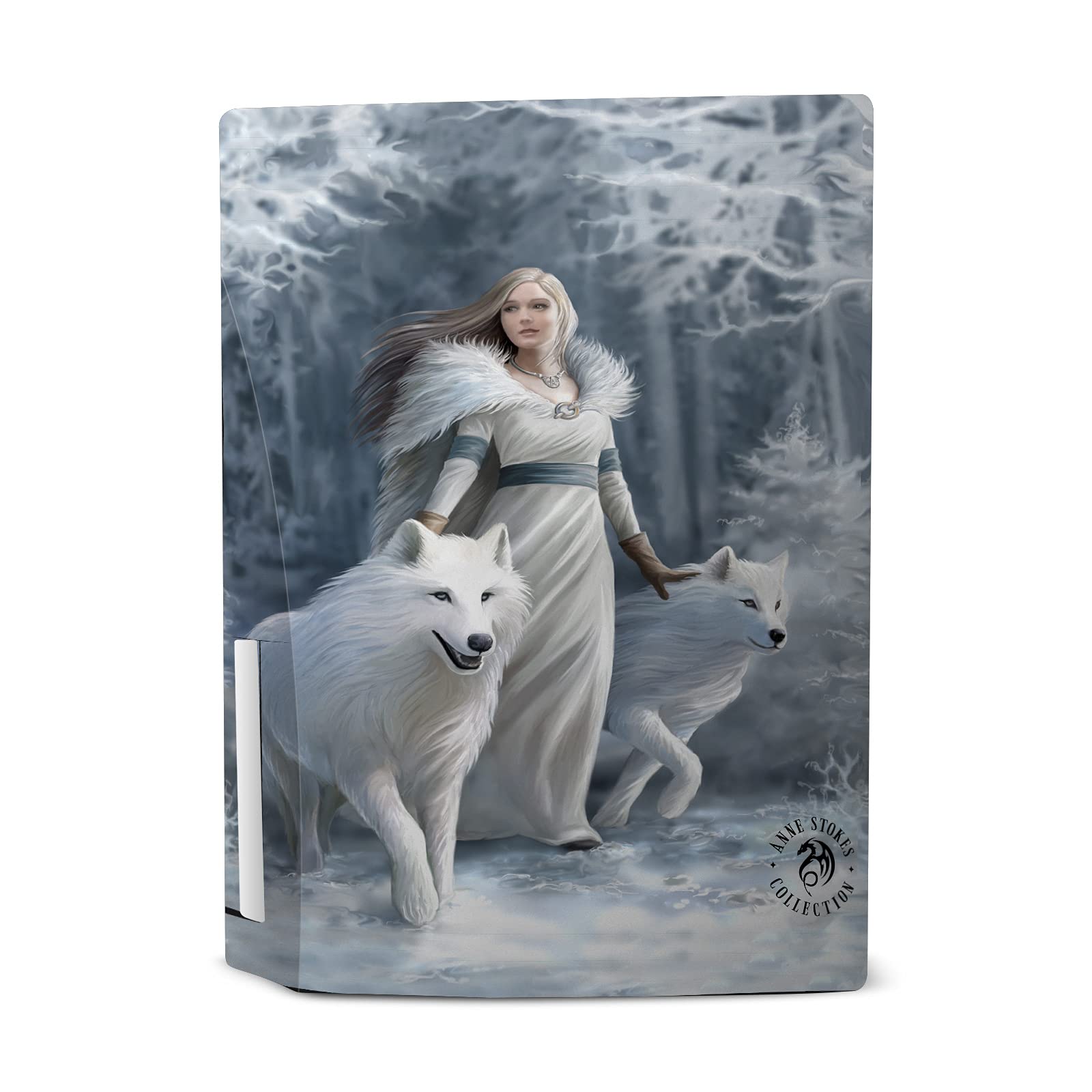 Official Anne Stokes Winter Guardian Art Vinyl Skin Decal Sticker Cover Compatible with Sony PlayStation 5 PS5 Disc Edition Console - Gaming Accessory for Customization & Protection