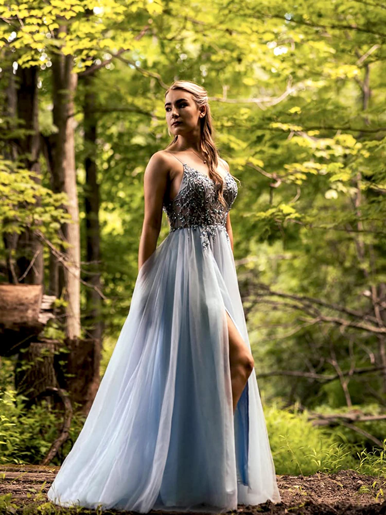 Elegant 2025 Women's Prom Dress - Long V-Neck Sexy Evening Gown with Beaded Detailing for Military Ball, Party & Formal Events | A-Line Silhouette for Special Occasions