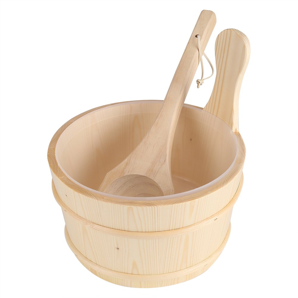 Valentine's Day Wooden Water Bucket & Ladle Set - Natural Sauna Bucket for Spa Bath Accessories | Perfect for Home Sauna, Bathroom Decor & Romantic Gifts