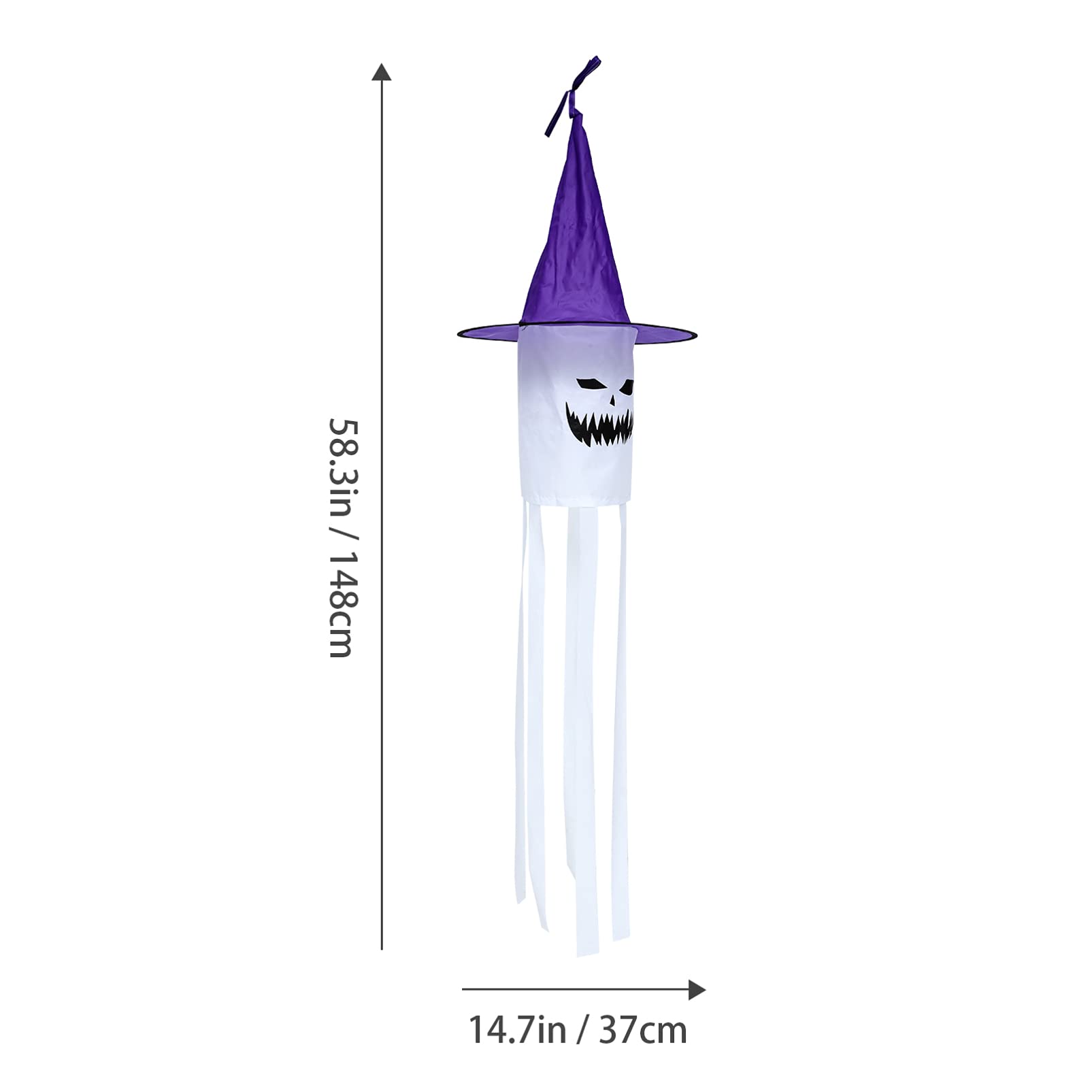 BESPORTBLE 5-Pack Halloween Glow-in-the-Dark Windsock Decorations - LED Hair Dryer Pendants for Outdoor Halloween Party Decor, Yard Play & Costume Accessories (Purple Hanging Ornaments)