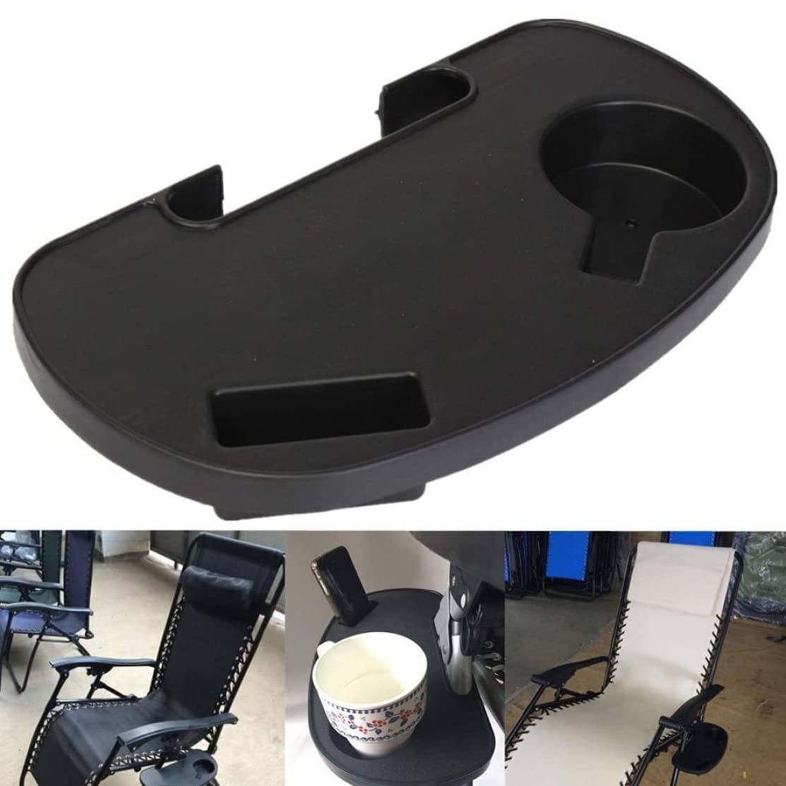 2-Pack Beach Chair Cup Holder with Tray - Universal Drink Holder for Desk, Office, and Outdoor Use - Compatible with Phones & Devices - Perfect for Pool, Picnic, and Camping
