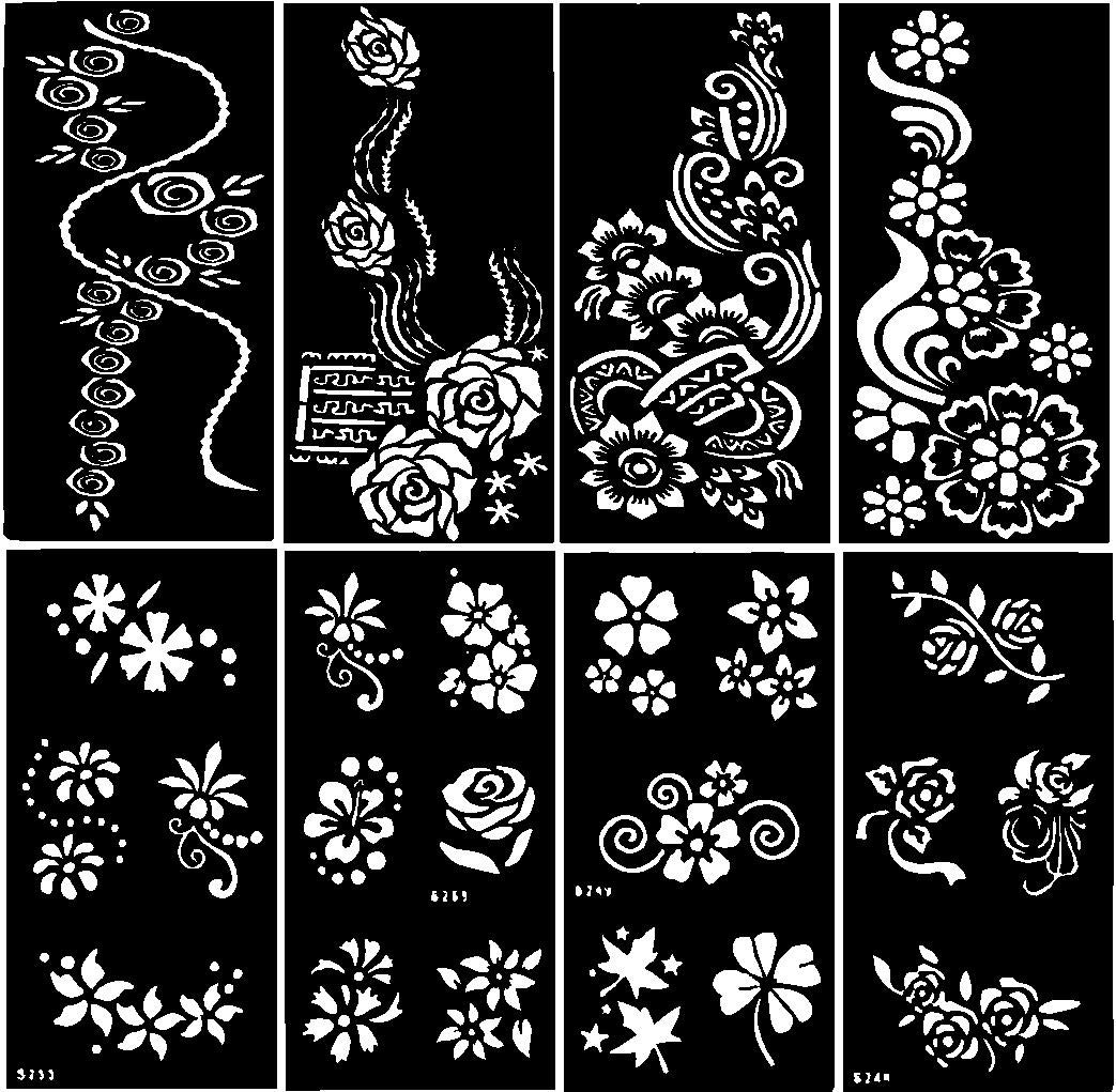 Ivana's Temporary Tattoo Stencil Kit for Hands, Body & Face - Henna Art Transfer Design No.1050 for Women & Girls - Perfect for Parties, Weddings & Festivals