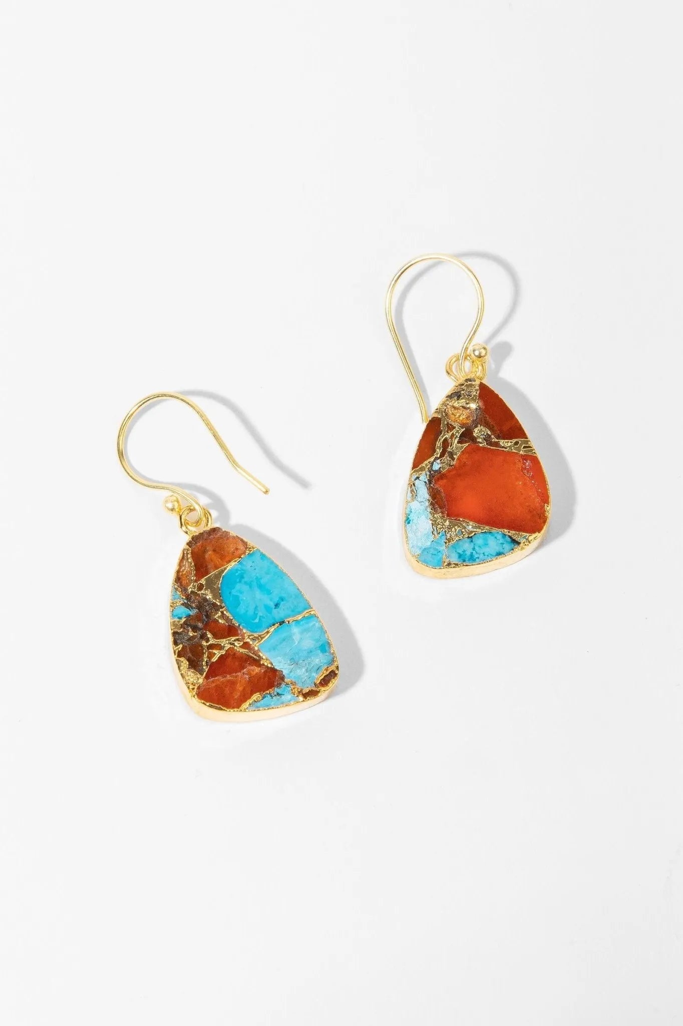 Triangle Gemstone Mixed Mojave Earrings | Boho Beaded Dangle Earrings for Women | Perfect for Festivals, Parties & Everyday Wear