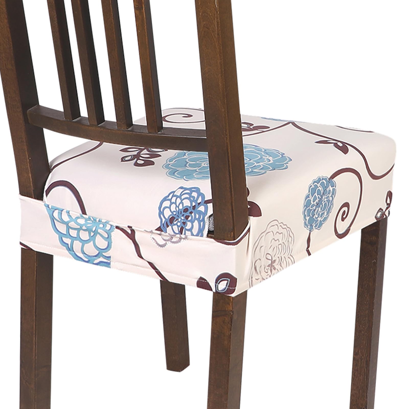 NIBESSER 6-Pack Stretchable Dining Chair Covers - Soft, Washable & Removable Seat Slipcovers for Kitchen & Dining Room Chairs (Rear-Covered, Ball Flower Design) - Perfect for Home, Office & Restaurant Use