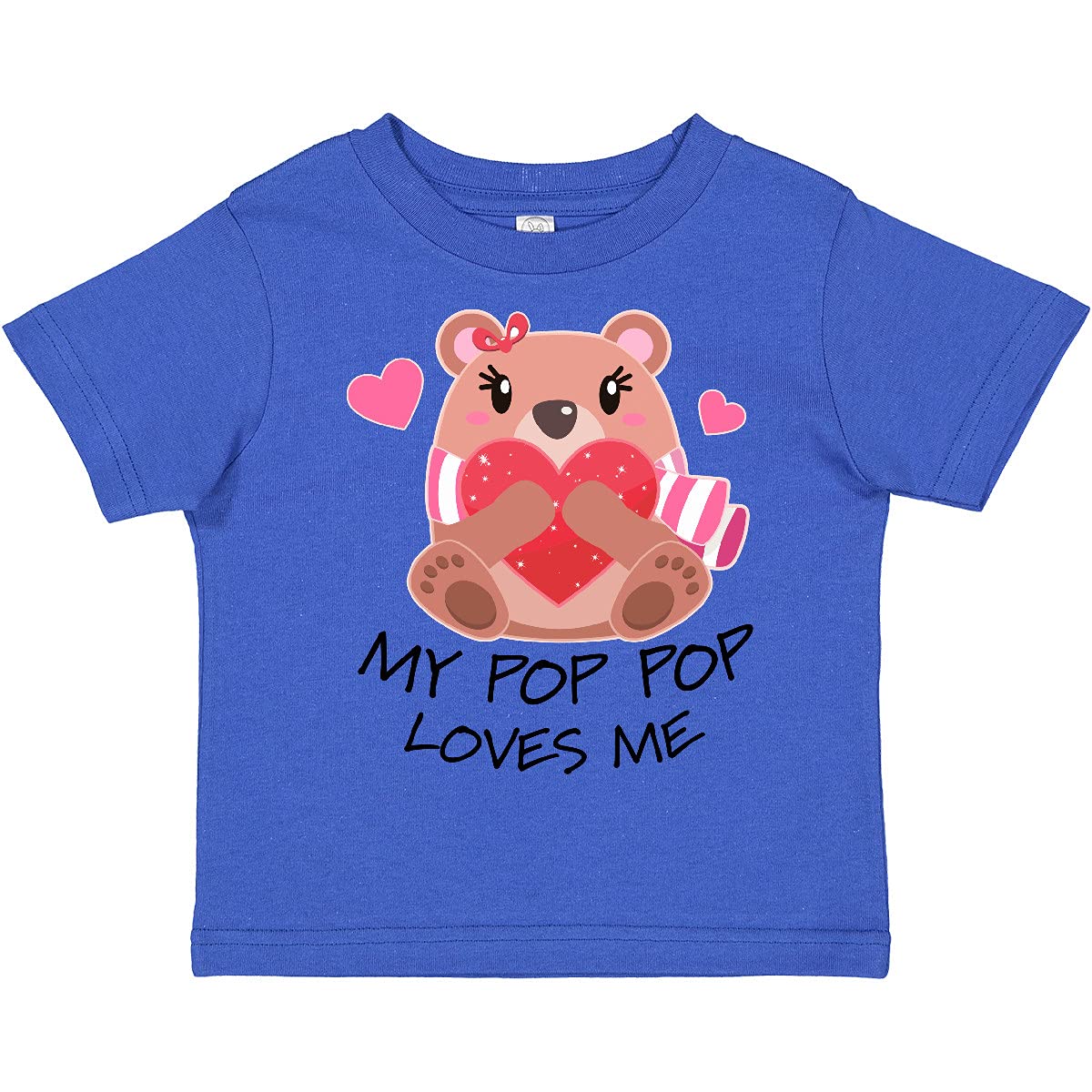 Inktastic My Pop Pop Loves Me - Bear and Hearts Toddler T-Shirt | Cute Graphic Tee for Grandkids | Perfect for Family Photos, Playdates & Special Occasions