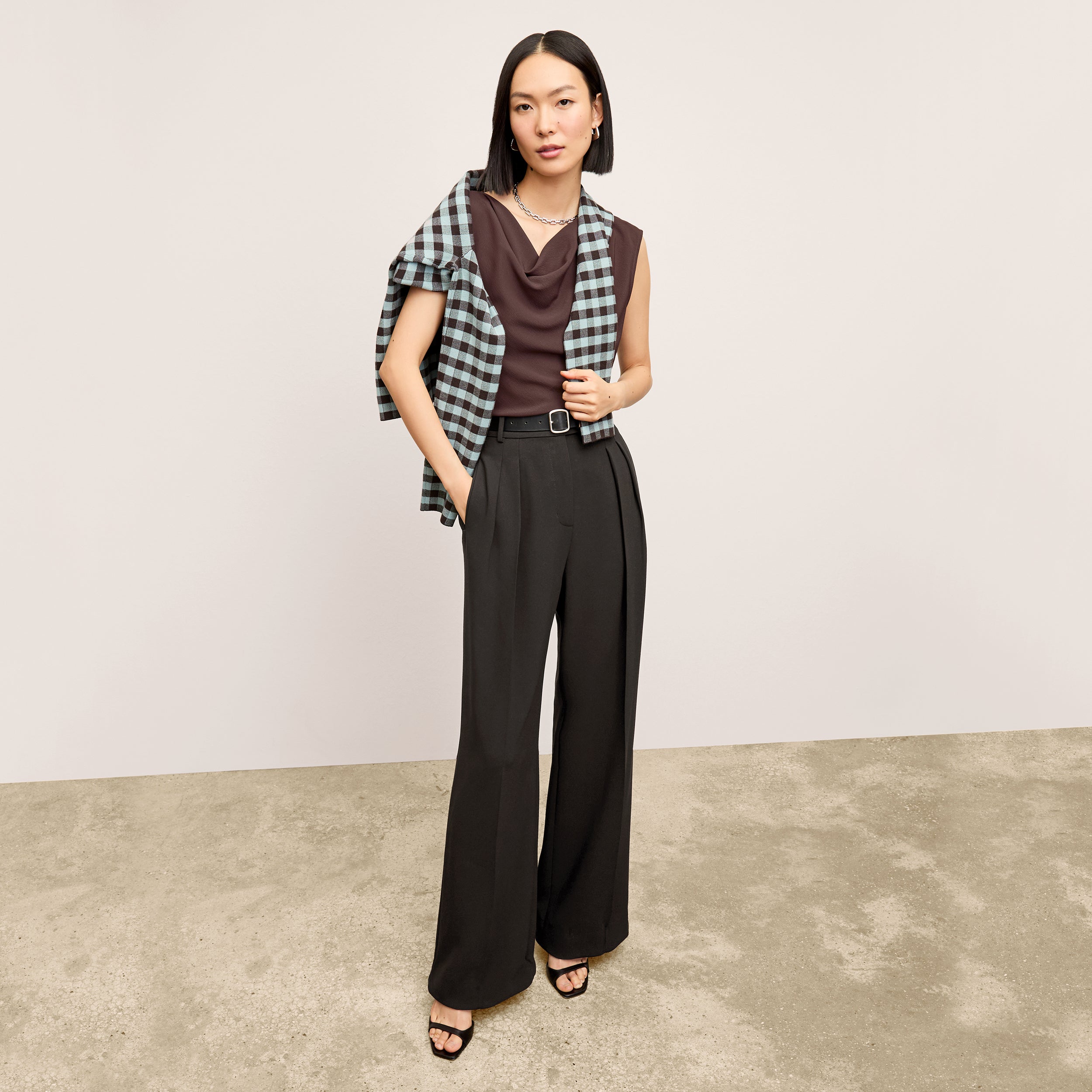 Bia Pleated Trousers for Women - Everyday Crease Resistant Black Dress Pants for Work & Office Wear