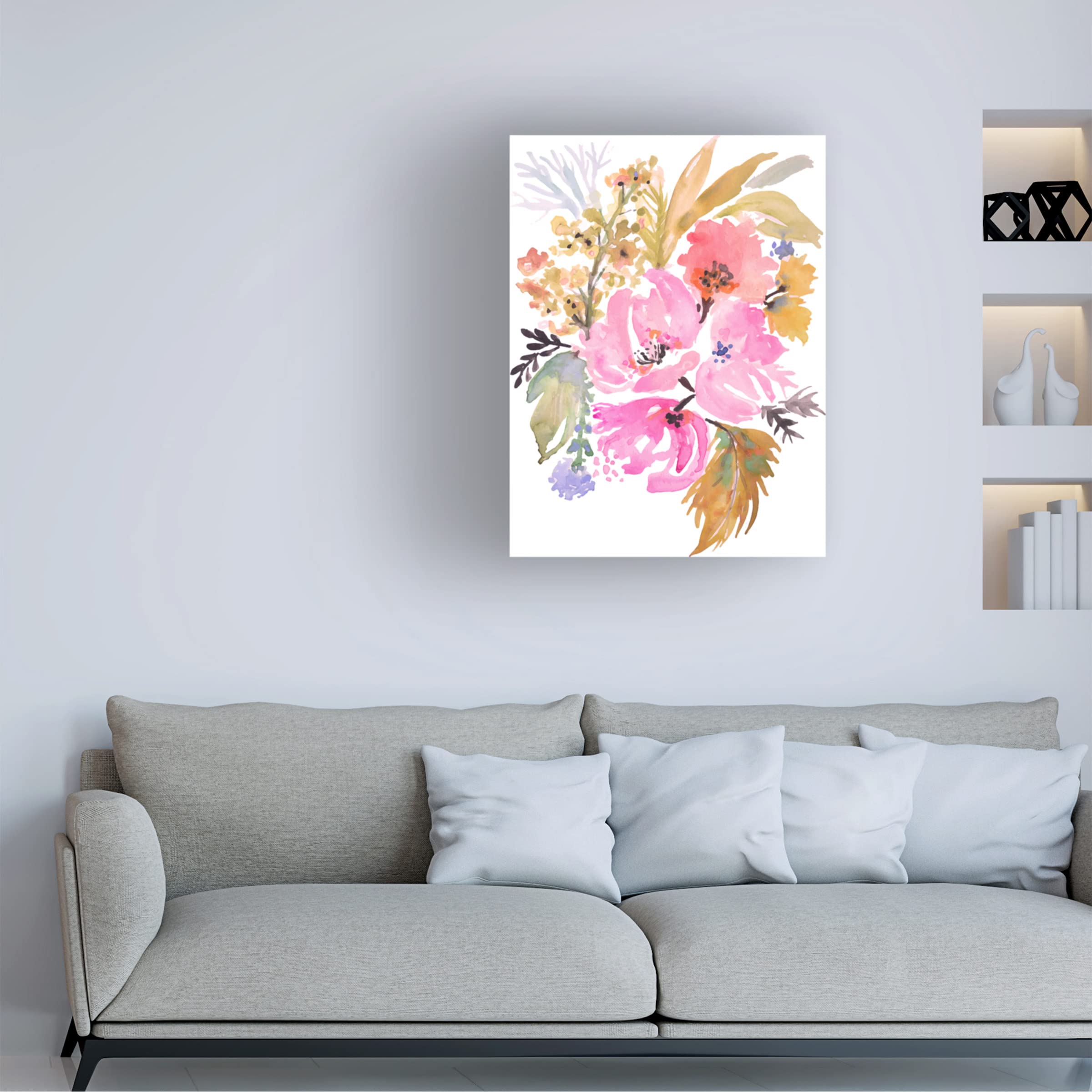 Karen Fields 'Flower Posy IV' Canvas Wall Art Print - Floral Home Decor for Living Room, Bedroom & Office | Trademark Fine Art Collection