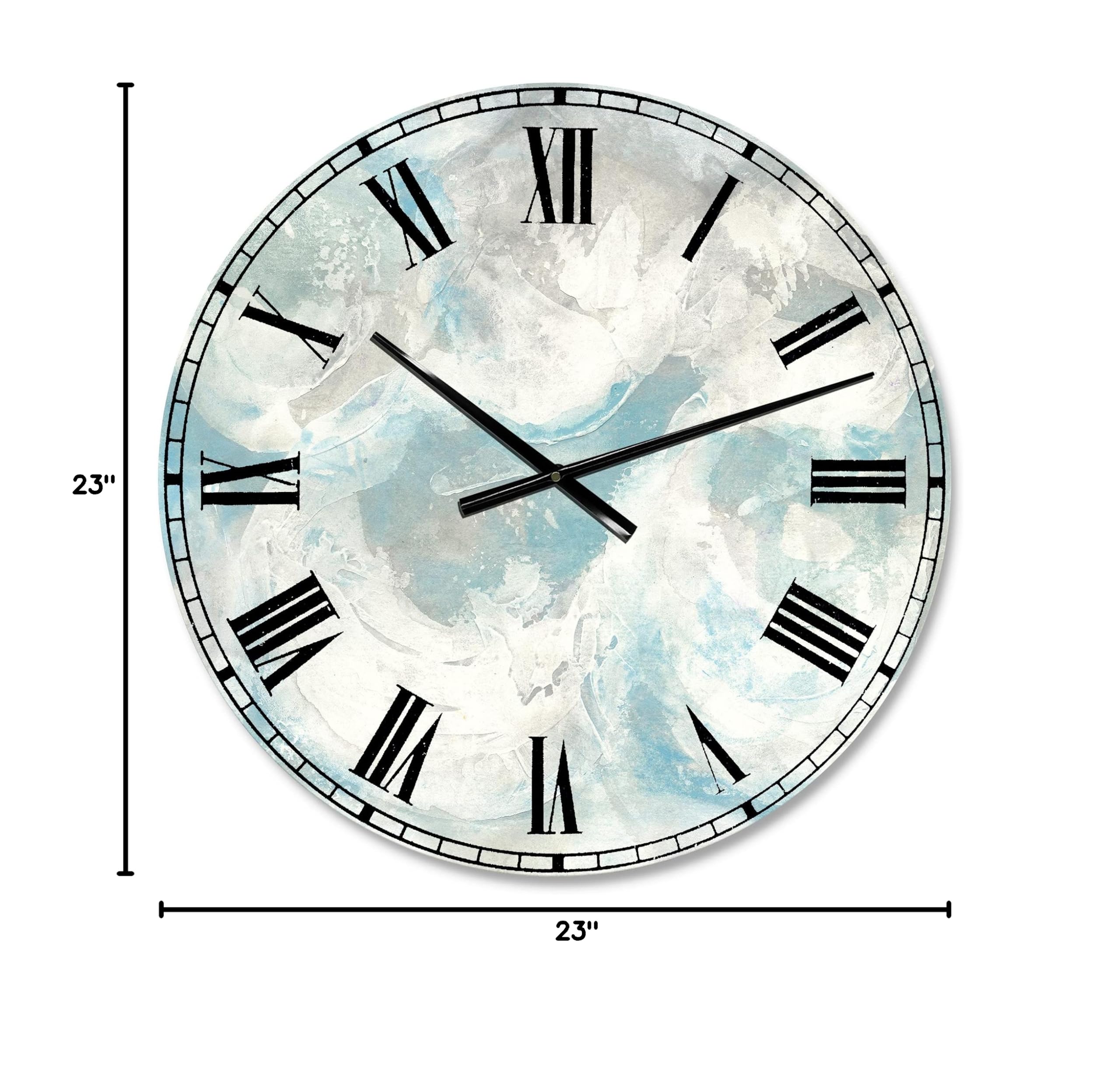 DesignQ 'Pale Blue Shade IV' Coastal Wall Clock - Silent Non-Ticking Decorative Clock for Home, Bedroom, Bathroom, Office & Living Room - Perfect for Beach House Decor & Coastal Theme Interiors