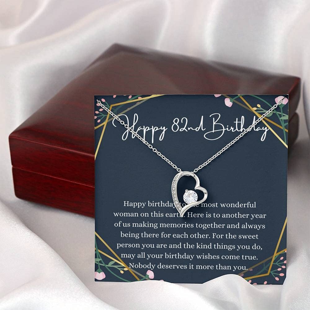 Handmade Personalized Message Card Jewelry - Heart Necklace for 82nd Birthday | Thoughtful Gift for 82 Year Old Women | Perfect for Birthday Celebrations, Anniversaries & Special Occasions