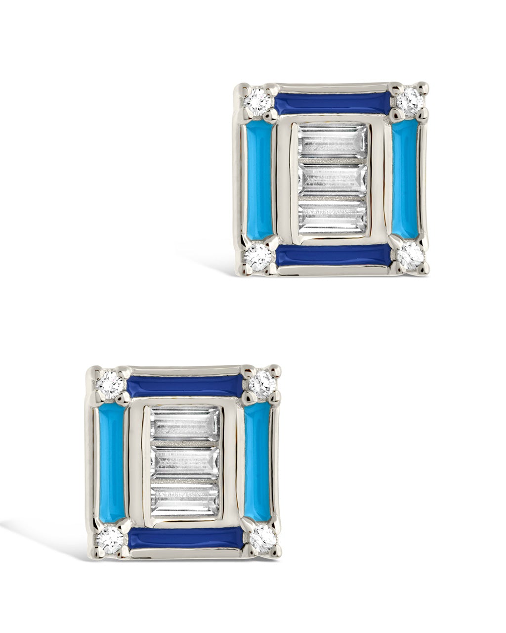 Luella CZ & Enamel Square Stud Earrings for Women - Elegant Cubic Zirconia Fashion Jewelry - Perfect for Parties, Weddings & Everyday Wear