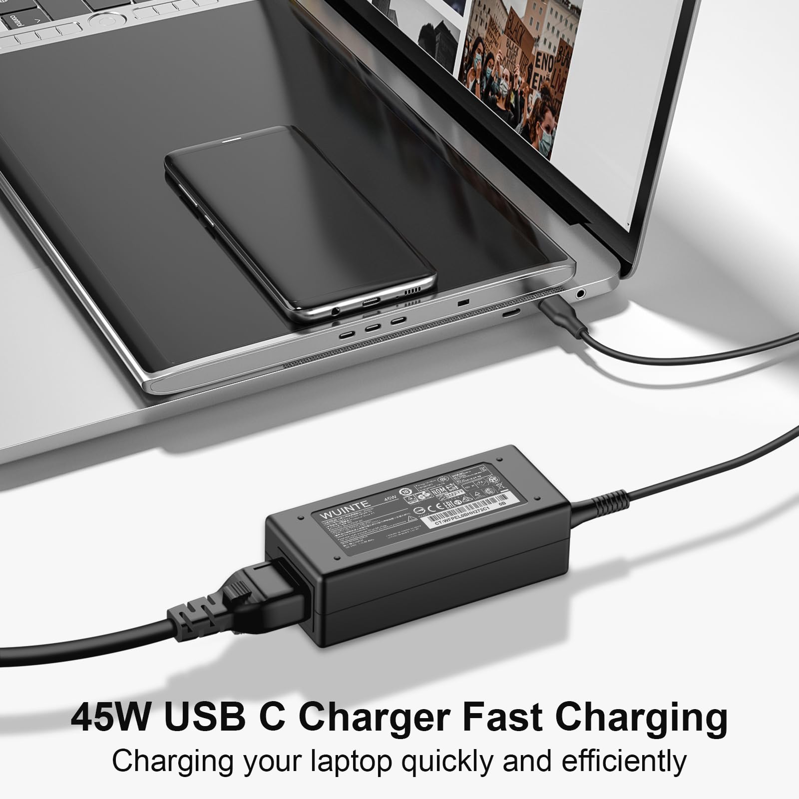45W USB-C Fast Charger for Lenovo Laptop & Chromebook - Power Adapter with Quick Charge Technology | Perfect for Home, Office & Travel Use