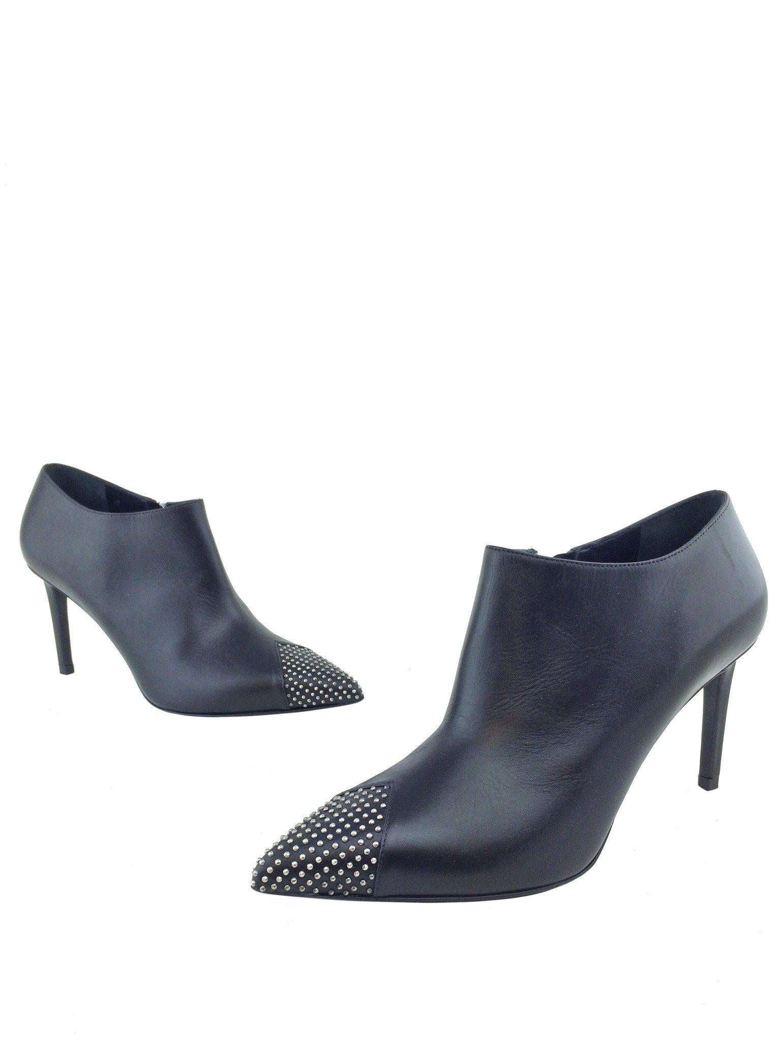 Saint Laurent Studded Pointed Toe Ankle Boots Women's Size 10 Black Leather - Perfect for Night Out, Party & Evening Events